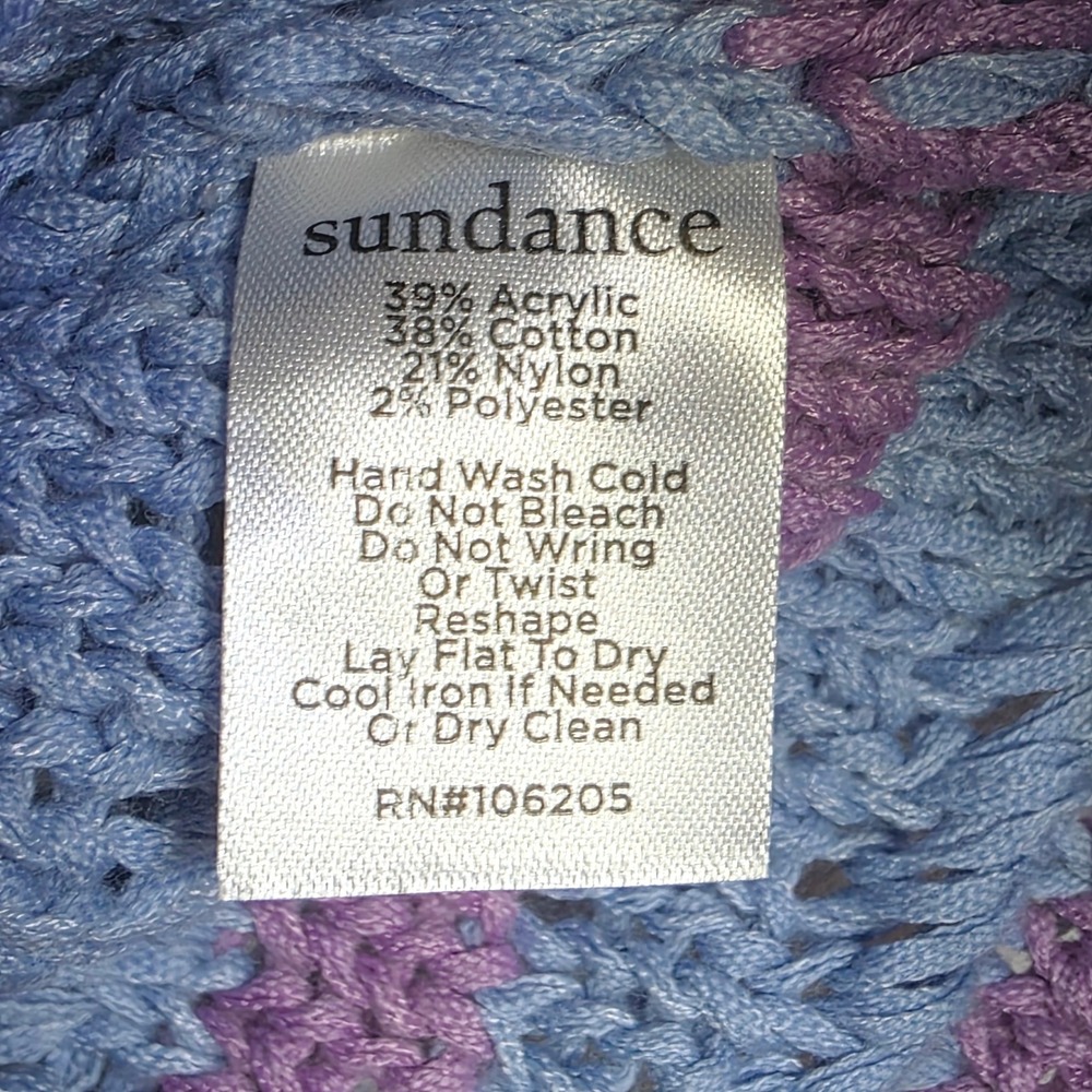 Sundance Novera Sweater Tank Periwinkle Blue Knit Sz Medium Fair Isle Cotton - Picture 9 of 12